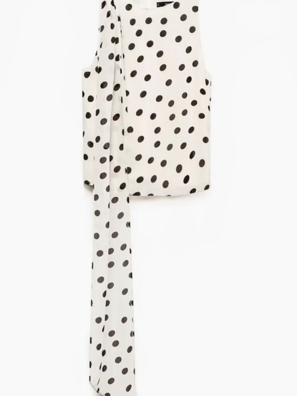 Mango Polka Dot Blouse with Scarf White & Black Size Medium - Picture 2 of 13